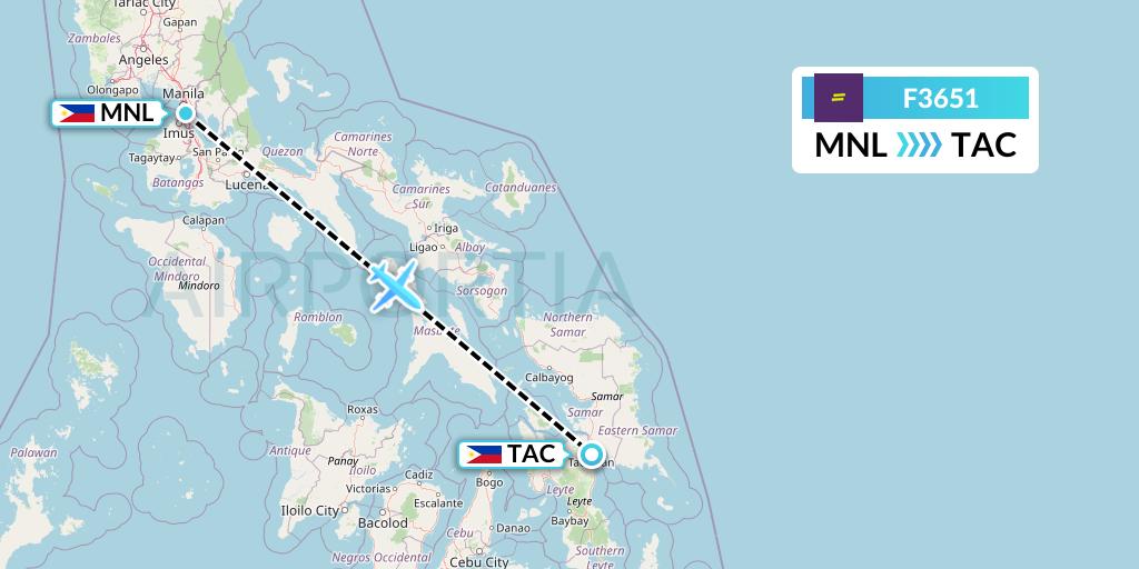 F3651 flydeal Flight Map: Manila to Tacloban