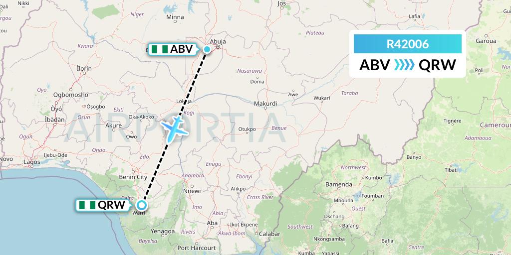 R42006 Rano Air Flight Map: Abuja to Warri