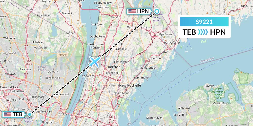 S9221 Flybig Flight Map: Teterboro to White Plains