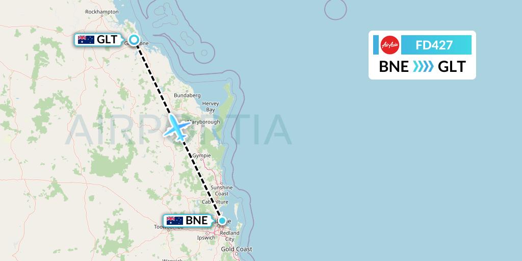 FD427 Thai AirAsia Flight Map: Brisbane to Gladstone