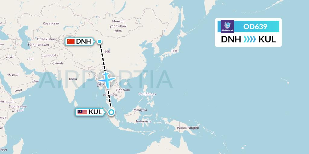 OD639 Batik Air Malaysia Flight Map: Dunhuang to Kuala Lumpur