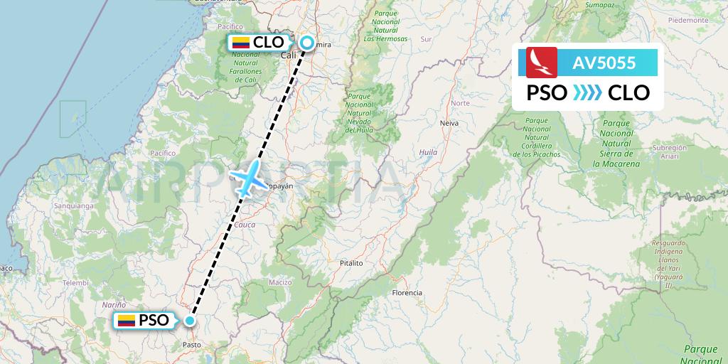 AV5055 Avianca Flight Map: Pasto to Cali