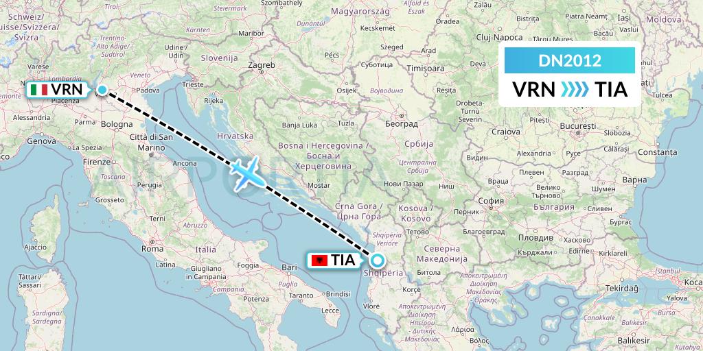 DN2012 Aerodespachos de El Salvador Flight Map: Verona to Tirana