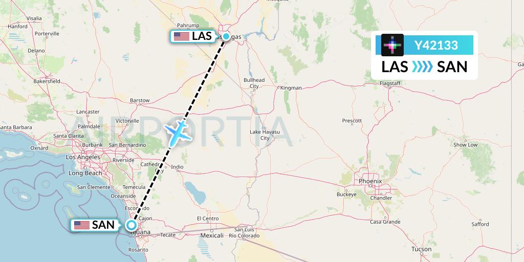 Y42133 Volaris Flight Map: Las Vegas to San Diego