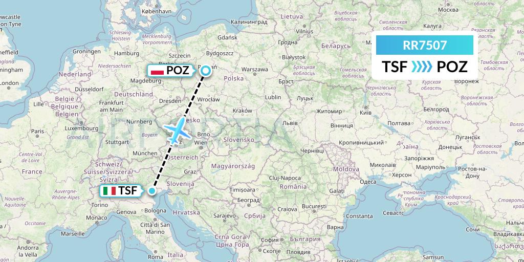 RR7507 Royal Air Force Flight Map: Treviso to Poznan