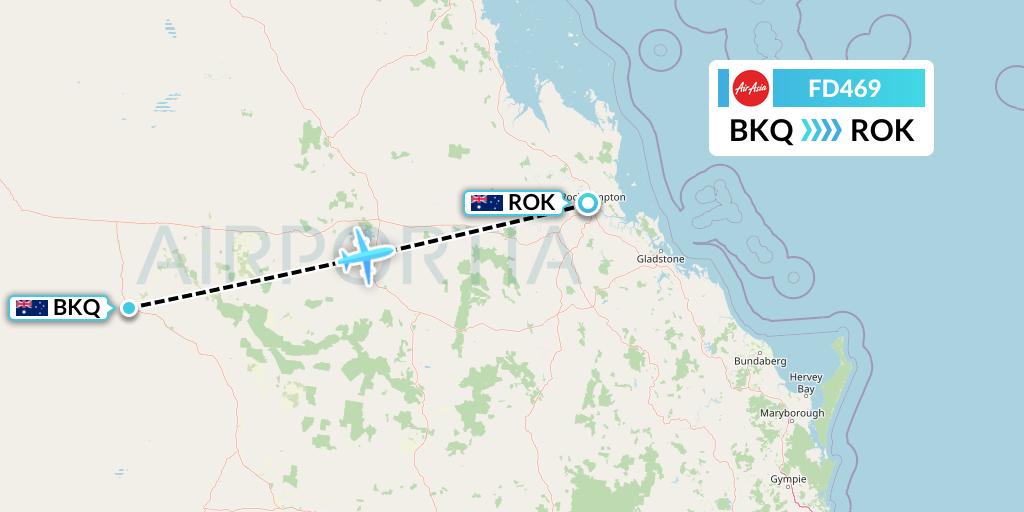 FD469 Thai AirAsia Flight Map: Blackall to Rockhampton