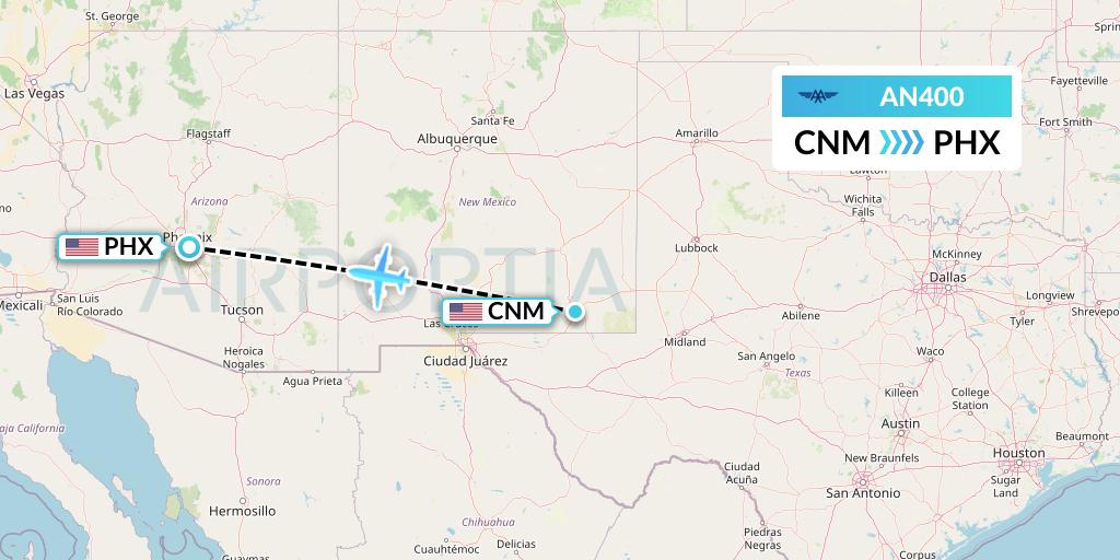 AN400 Advanced Air Flight Map: Carlsbad to Phoenix