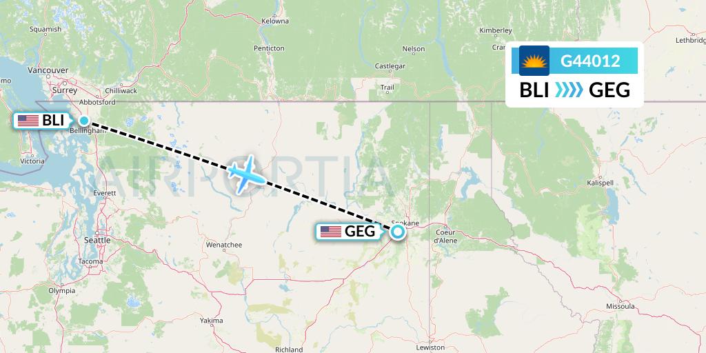 G44012 Allegiant Air Flight Map: Bellingham to Spokane
