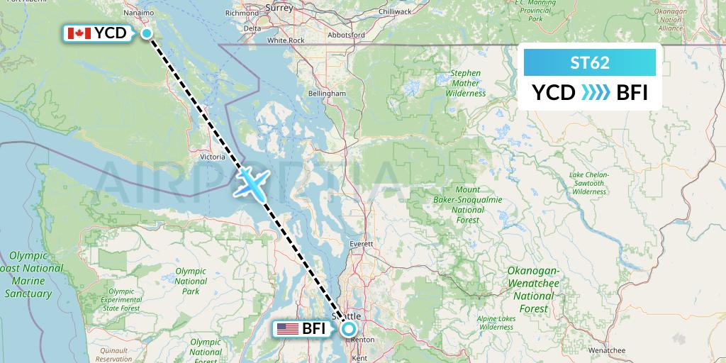 ST62 Air Thanlwin Flight Map: Nanaimo to Seattle