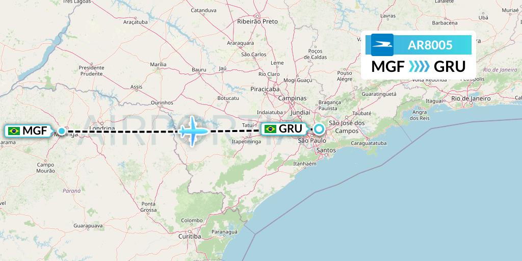 AR8005 Aerolineas Argentinas Flight Map: Maringa to Sao Paulo