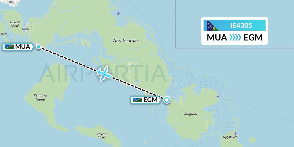 IE4305 Solomon Airlines Flight Map: Solomon Islands to Sege
