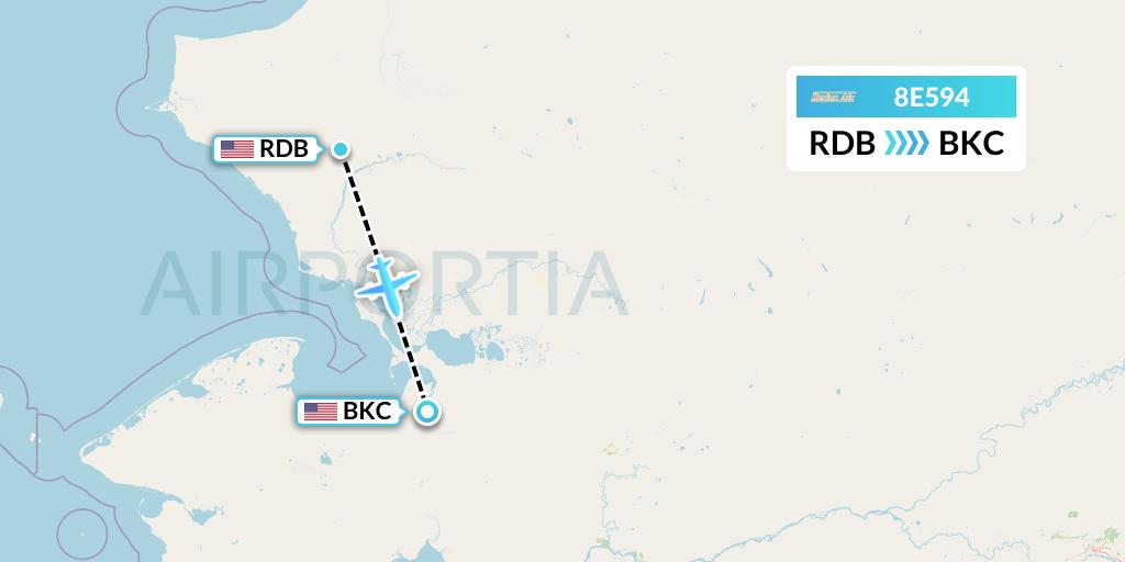 8E594 Bering Air Flight Map: Red Dog to Buckland