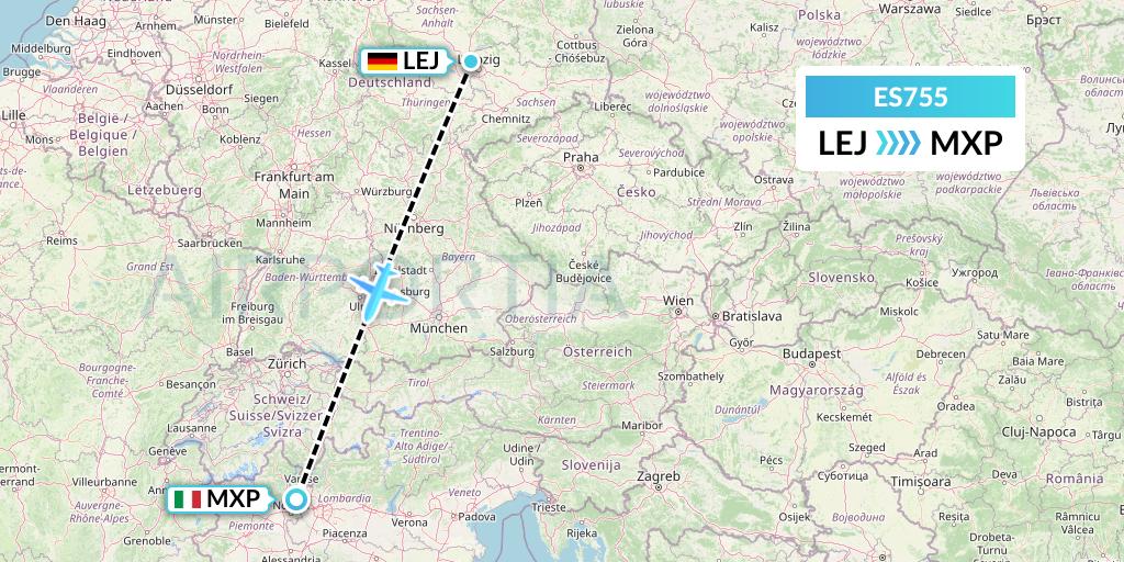 ES755 Estelar Latinoamerica Flight Map: Leipzig to Milan