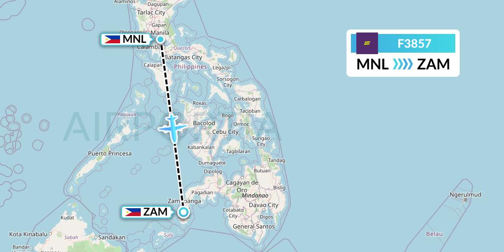 F3857 flydeal Flight Map: Manila to Zamboanga