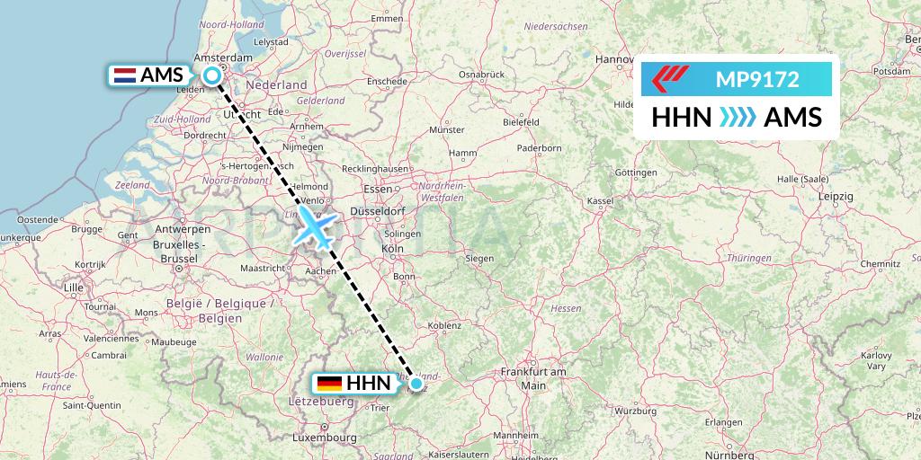 MP9172 Martinair Holland Flight Map: Hahn to Amsterdam