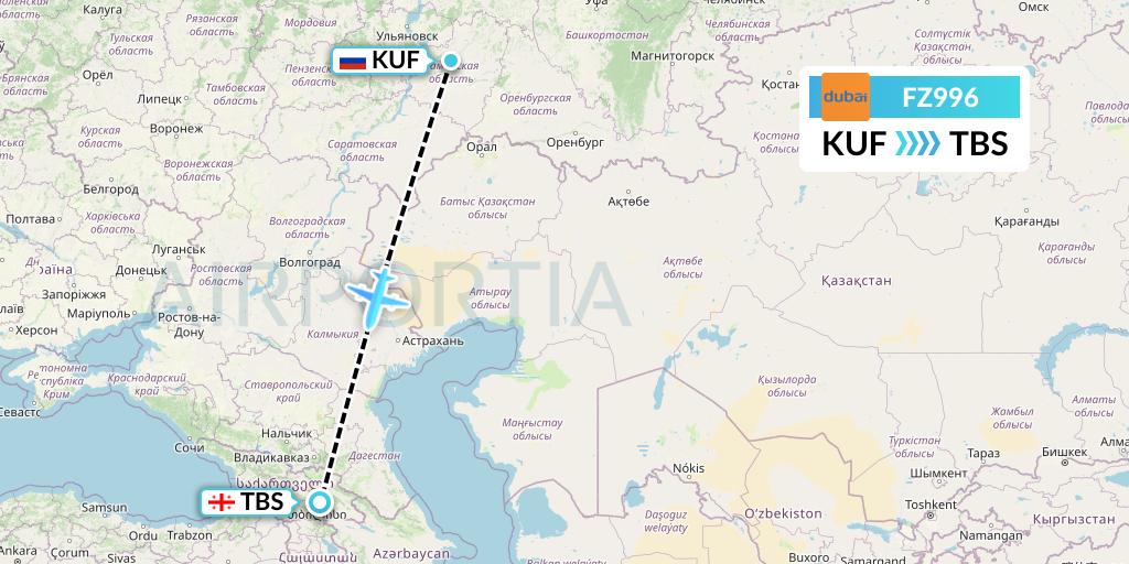 FZ996 FlyDubai Flight Map: Samara to Tbilisi