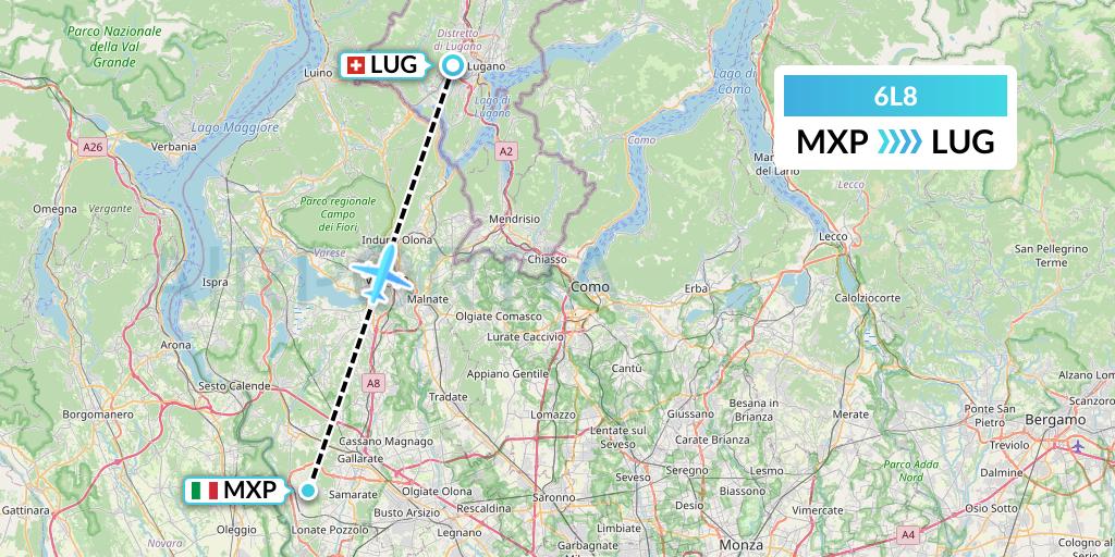 6L8 Aklak Air Flight Map: Milan to Lugano