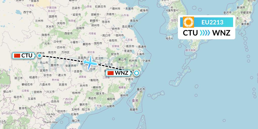 EU2213 Chengdu Airlines Flight Map: Chengdu to Wenzhou