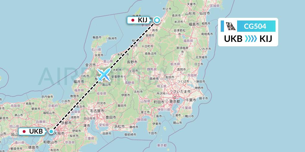 CG504 Airlines PNG Flight Map: Kobe to Niigata