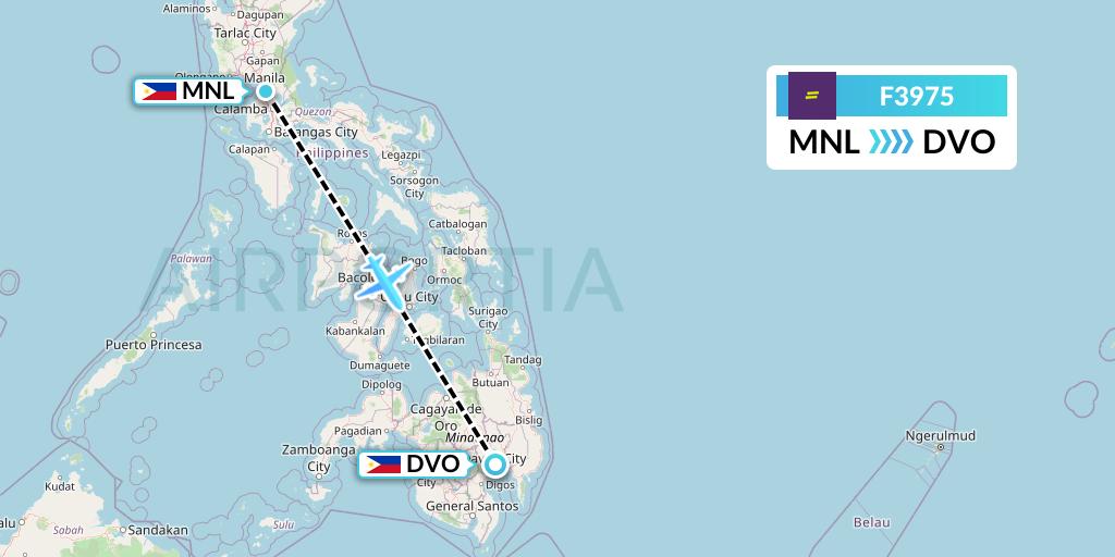 F3975 flydeal Flight Map: Manila to Davao City