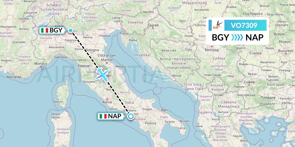 VO7309 Voyage Air Flight Map: Milan to Naples