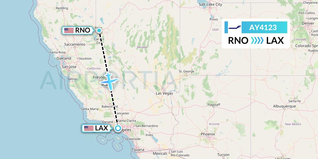 AY4123 Finnair Flight Map: Reno to Los Angeles