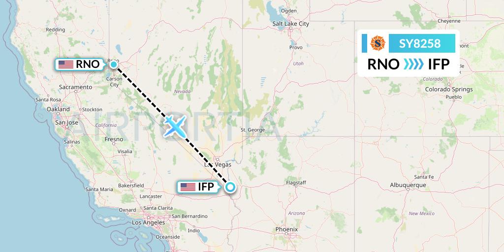 SY8258 Sun Country Airlines Flight Map: Reno to Bullhead City
