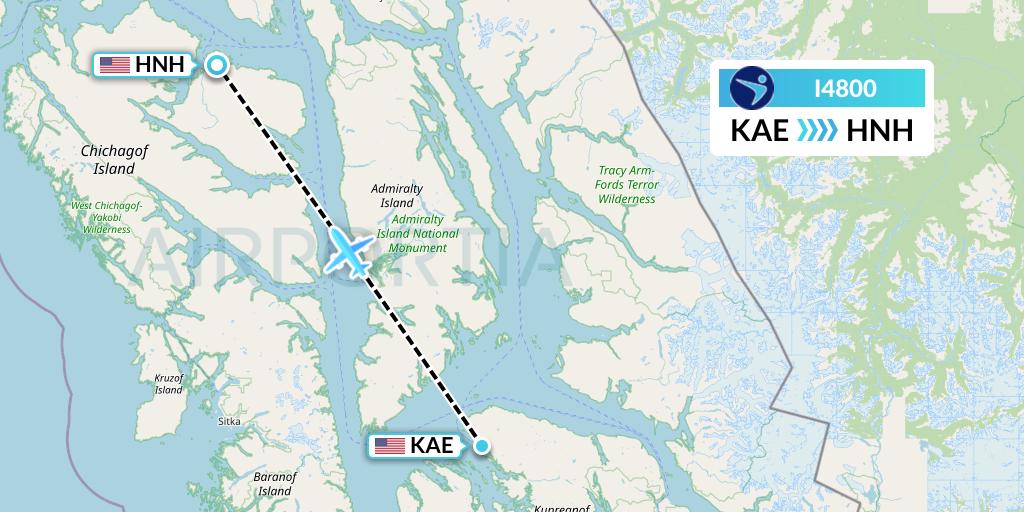I4800 Island Air Express Flight Map: Kake to Hoonah