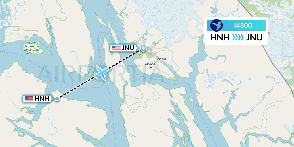 I4800 Island Air Express Flight Map: Hoonah to Juneau