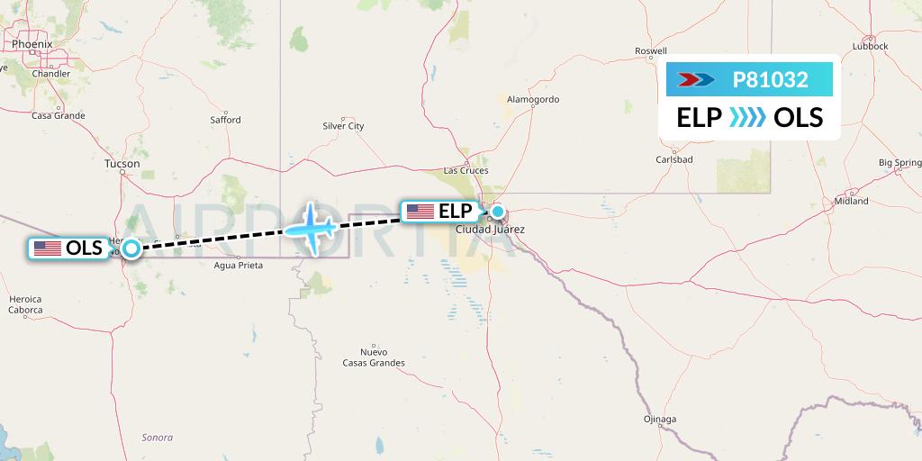 P81032 Sprint Air Flight Map: El Paso to Nogales