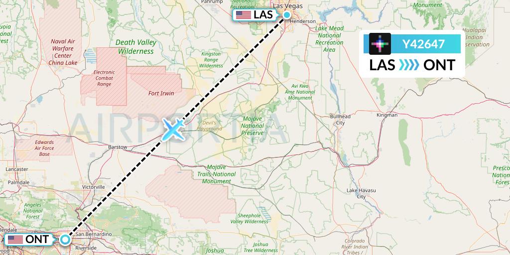 Y42647 Volaris Flight Map: Las Vegas to Ontario