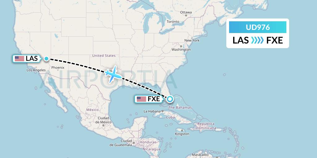 UD976 UR Airlines Flight Map: Las Vegas to Fort Lauderdale