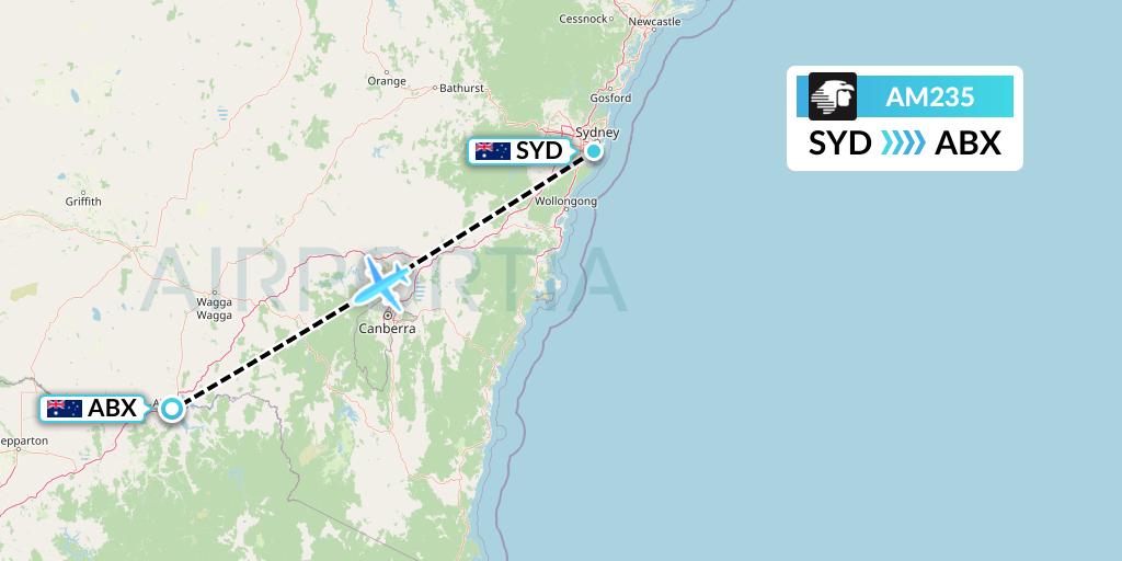 AM235 Aeromexico Flight Map: Sydney to Albury