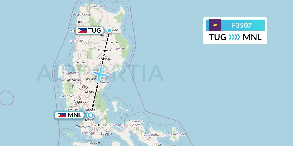 F3507 flydeal Flight Map: Tuguegarao to Manila