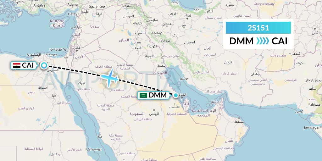 2S151 Star Equatorial AL Flight Map: Dammam to Cairo