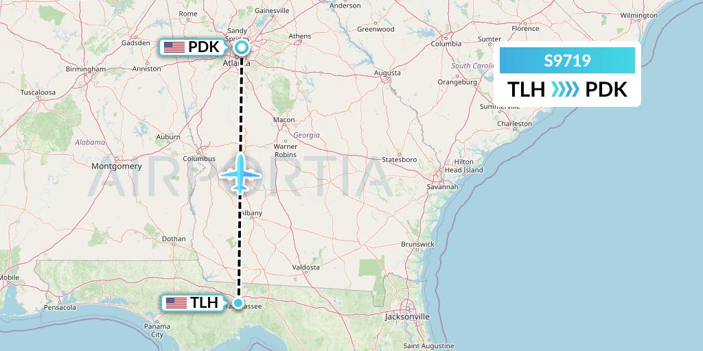 S9719 Flybig Flight Map: Tallahassee to Atlanta