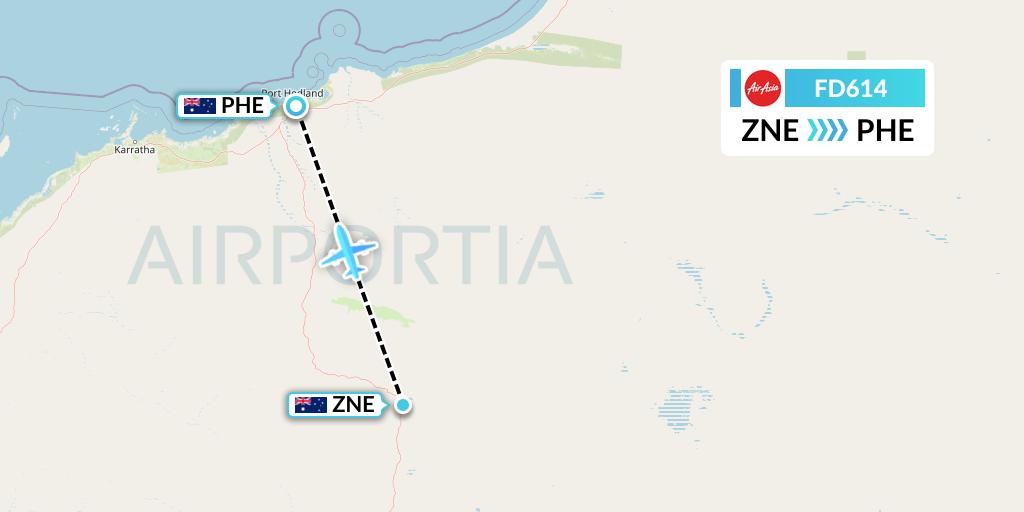 FD614 Thai AirAsia Flight Map: Newman to Port Hedland