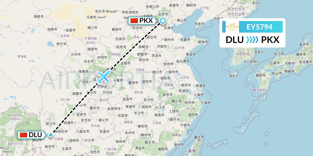 EY5794 Etihad Airways Flight Map: Dali to Beijing