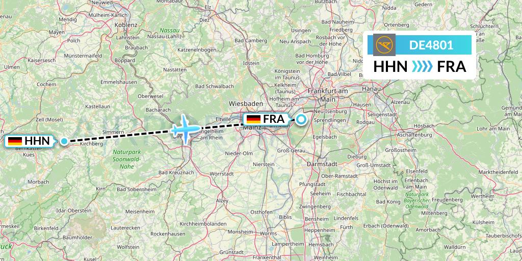 DE4801 Condor Flight Map: Hahn to Frankfurt