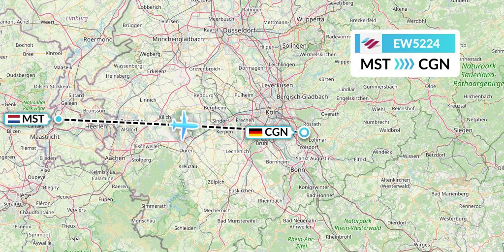 EW5224 Eurowings Flight Map: Maastricht to Cologne