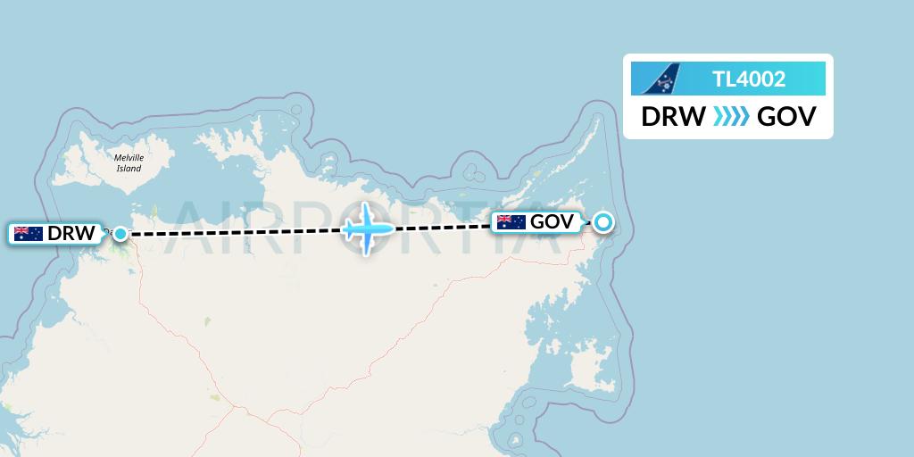 TL4002 Airnorth Flight Map: Darwin to Gove