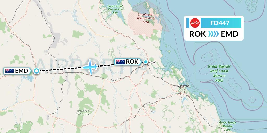 FD447 Thai AirAsia Flight Map: Rockhampton to Emerald