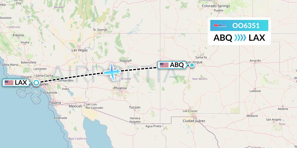 OO6351 SkyWest Airlines Flight Map: Albuquerque to Los Angeles
