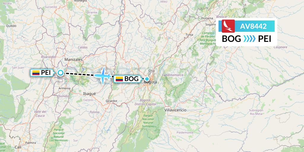 AV8442 Avianca Flight Map: Bogota to Pereira