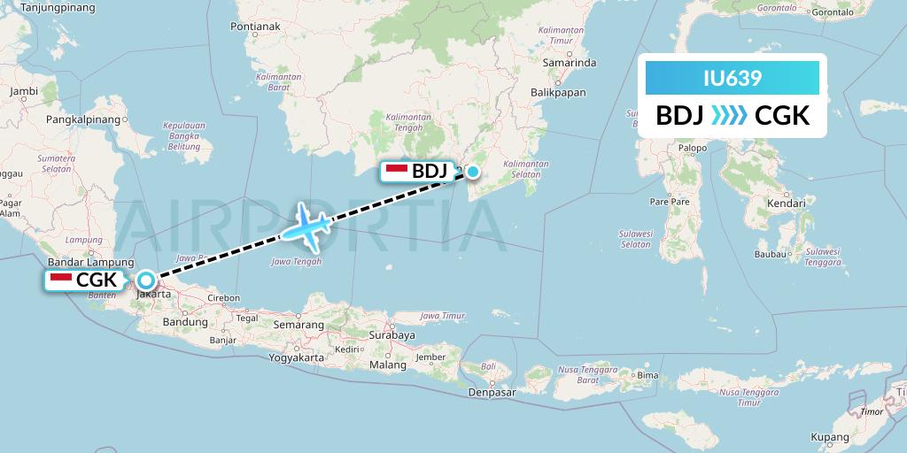 IU639 Pt. Super Air Jet Flight Map: Banjarmasin to Jakarta