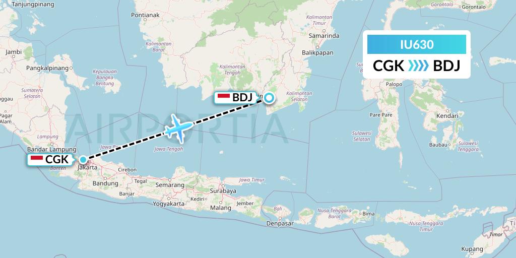 IU630 Pt. Super Air Jet Flight Map: Jakarta to Banjarmasin