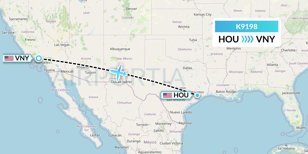 K9198 Kalitta Charters Flight Map: Houston to Van Nuys