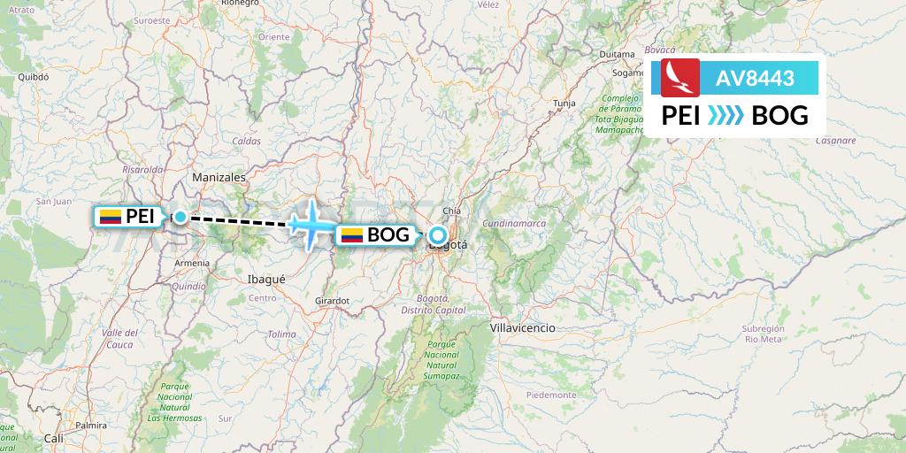 AV8443 Avianca Flight Map: Pereira to Bogota