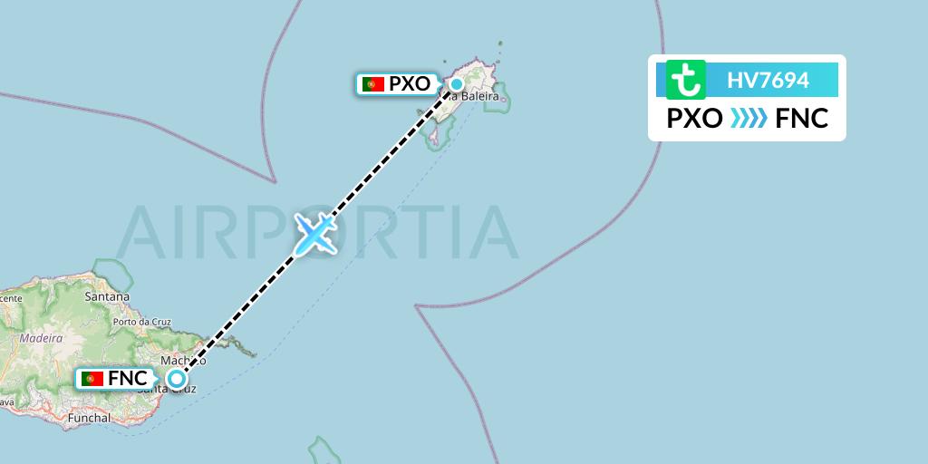 HV7694 Transavia Flight Map: Porto Santo to Funchal
