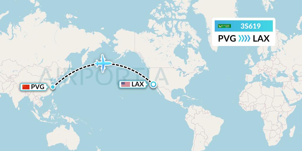 3S619 Air Antilles Express Flight Map: Shanghai to Los Angeles